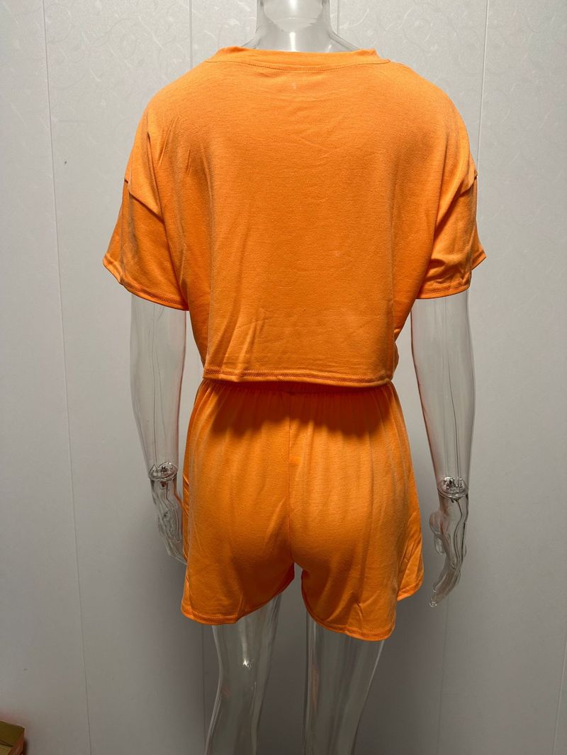Jogging-Sport-Stil, kurzärmeliges T-Shirt, Hose mit weitem Bein, Shorts, Strand, lässig, zweiteiliges Set_voghion.com