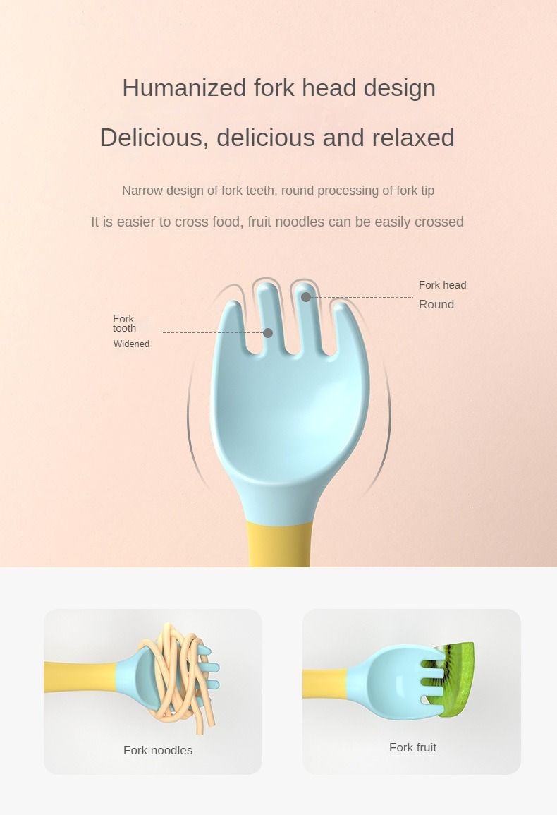 Bebê Crianças Colher Garfo Conjunto Macio Dobrável Silicone Colher Garfo Kit Talheres Treinamento Criança Alimentação Talheres Utensílio_voghion.com