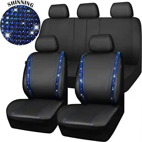 Kožna navlaka za auto s dijamantima, univerzalna navlaka za auto s dijamantima, set od 9 dijelova_voghion.com