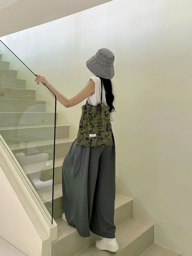 Nova bolsa estilo chinês casual vestido longo combinado com bolsa de cetim zen, corda de couro de vaca, bolsa de ombro estilo preguiçoso de linho de algodão puro_voghion.com