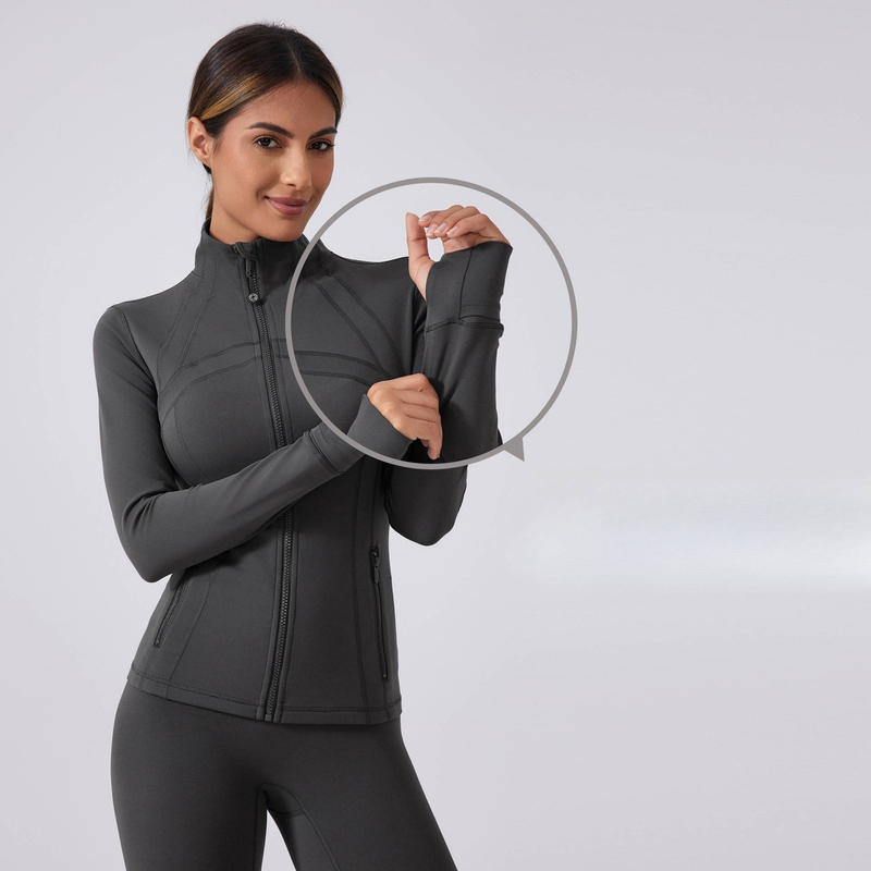 Damenbekleidung Herbst Neue Yogajacke für Damen Laufen und Radfahren Sport Langarm Slim Stehkragen Sport Fitness Kleidung_voghion.com