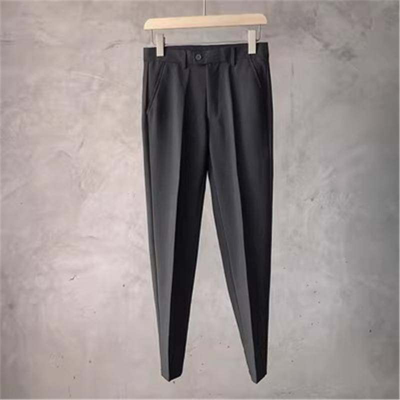 Herren-Chinohose für kleine Männer – bequeme Stretch-Business-Casual-Hose mit Gürtel – schmale, knöchellange Anzughose für den Alltag im Büro_voghion.com