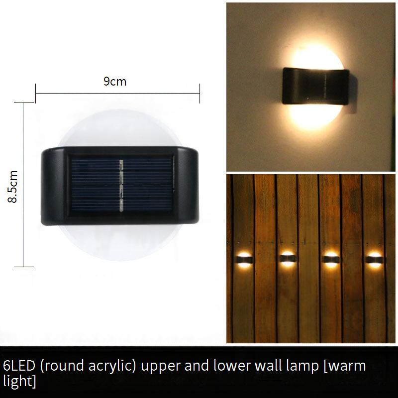 Solar Wall Lights Outdoor Waterproof Garden Decorative LED Up Down Lighting For Patio, Yard, Pathway (White/Warm Light, Round/Square Acrylic)_voghion.com