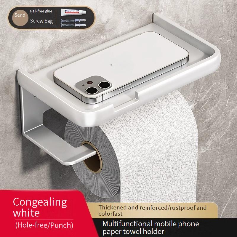 An der Wand montierter Toilettenpapierhalter, Badezimmer-Taschentuchspender ohne Bohren, wasserdichte doppellagige Rollenpapier-Aufbewahrungsbox für Badezimmer, Küche_voghion.com