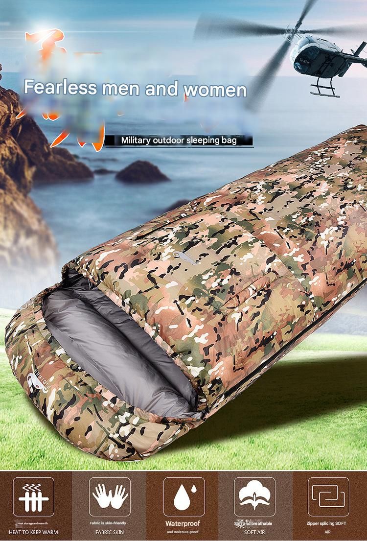 Upgrade Down Sleeping Bag - Sacco a pelo mimetico ultraleggero per esterni con accesso manuale e design collegabile per 4 stagioni_voghion.com