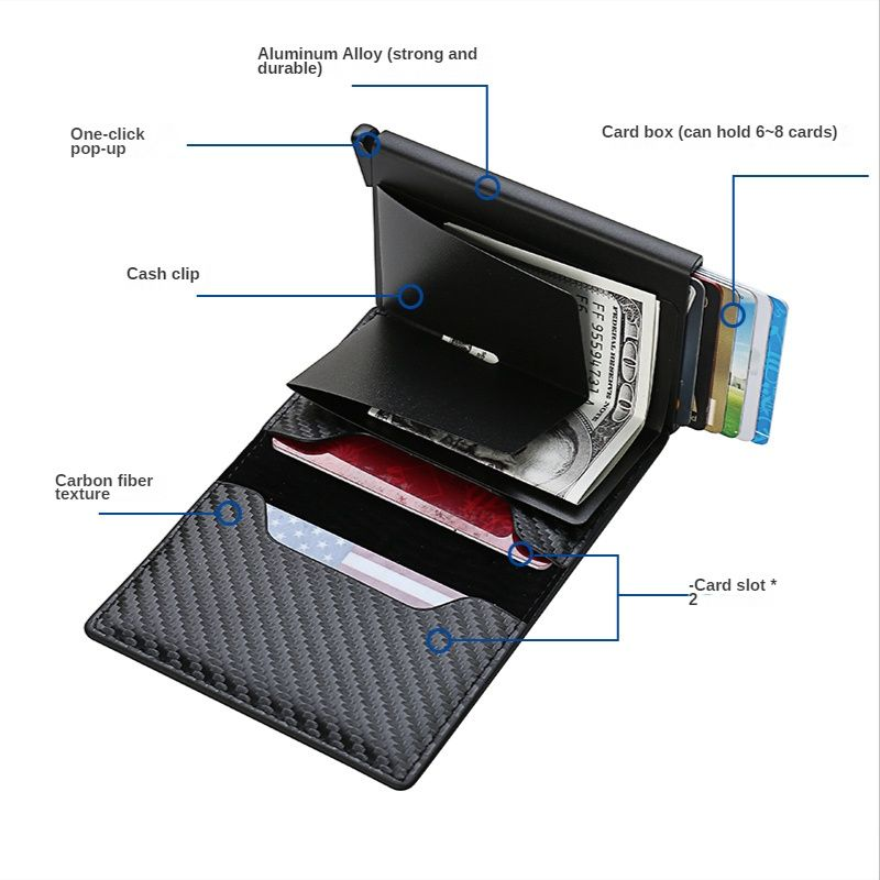 Porta carte pop-up automatizzate RFID, borse per carte di credito ultrasottili, porta carte di credito, più cassettiere, per uomini_voghion.com