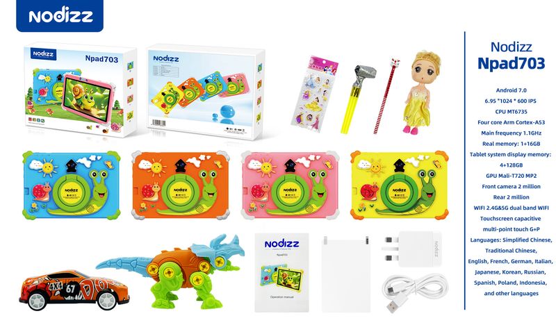 B89PLUS Children's Tablet 7-Foot Game Anti Drop Protective Case Cartoon Portable Comes with Love Doll_voghion.com