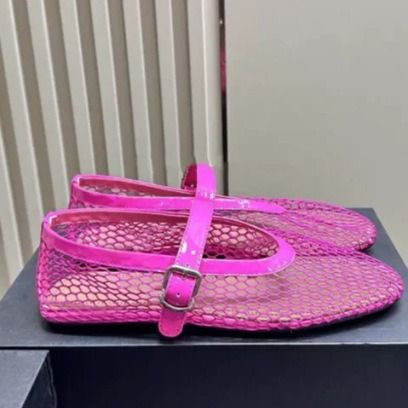 European And American Foreign Trade New Fashion Show Shoes High-End Mesh Niche Design Round Toe Ballet Flats Breathable_voghion.com