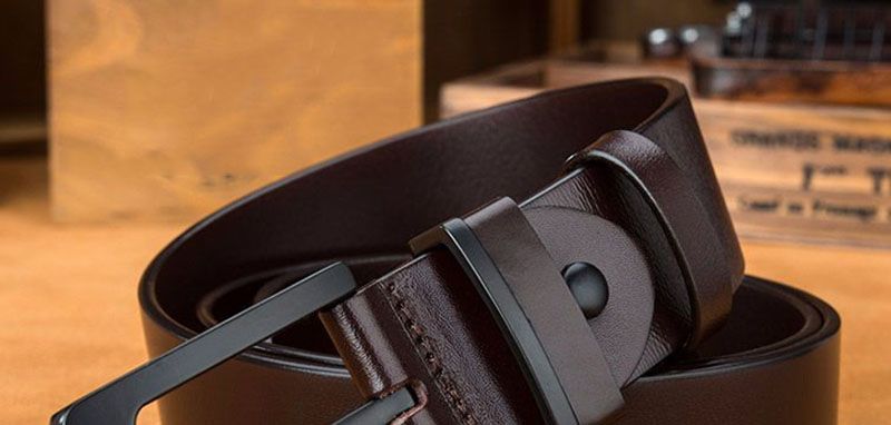 VARME menns toppkvalitets nye design massivt kuskinn menn ku ekte skinn kuskinn svart nålespenne metallbelter jeans_voghion.com