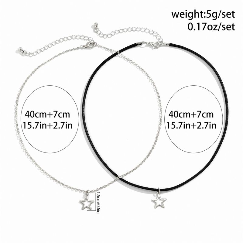 Moda Ingemark 2 pezzi semplice stella cava ciondolo collana girocollo per le donne alla moda goth PU pelle catena gioielli estetici_voghion.com