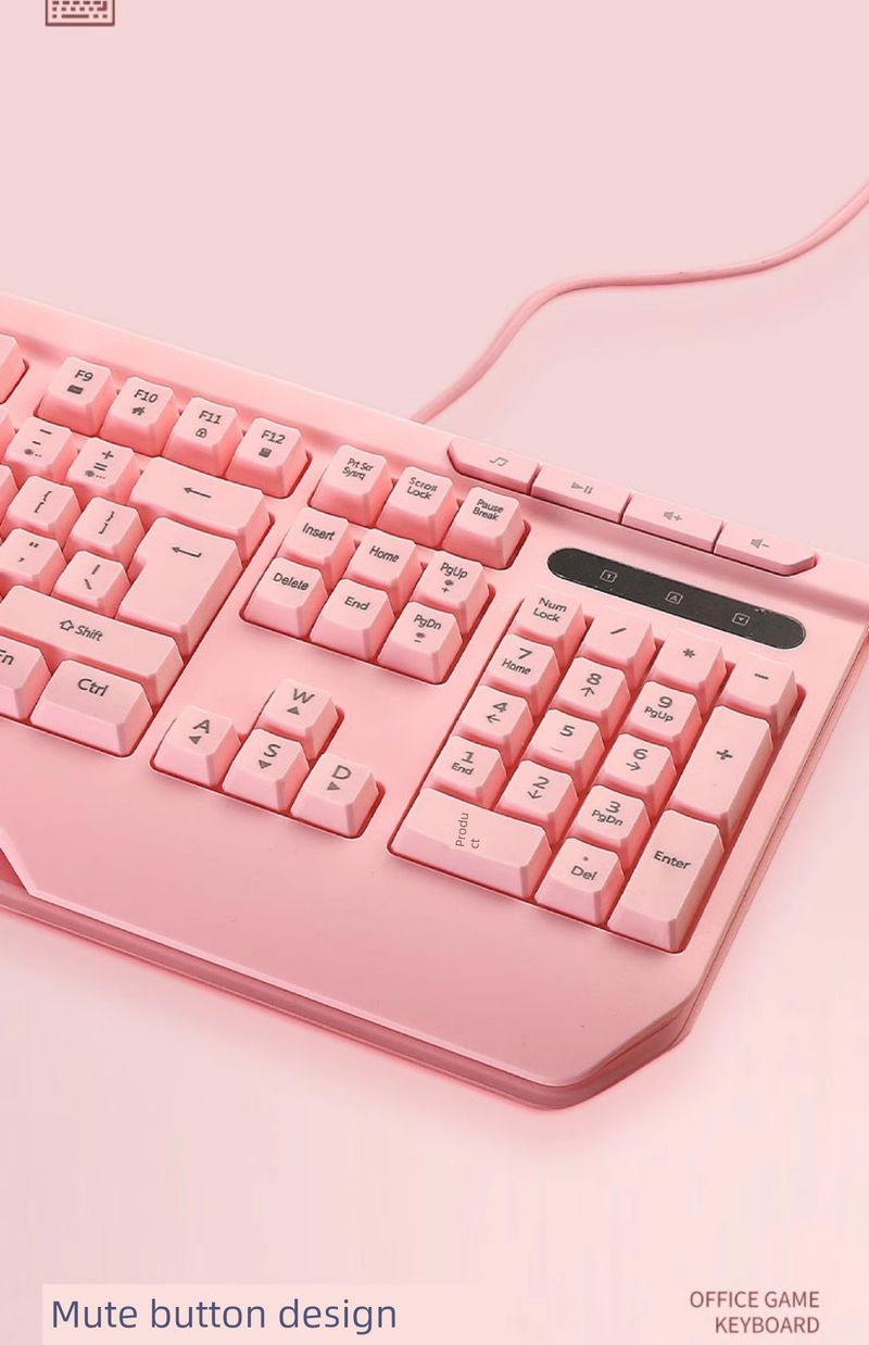 Nuji Mute Gaming Electronic Sports Pink Black Wired Desktop Computers And Laptop Office Good-looking New Arrival Neutral_voghion.com