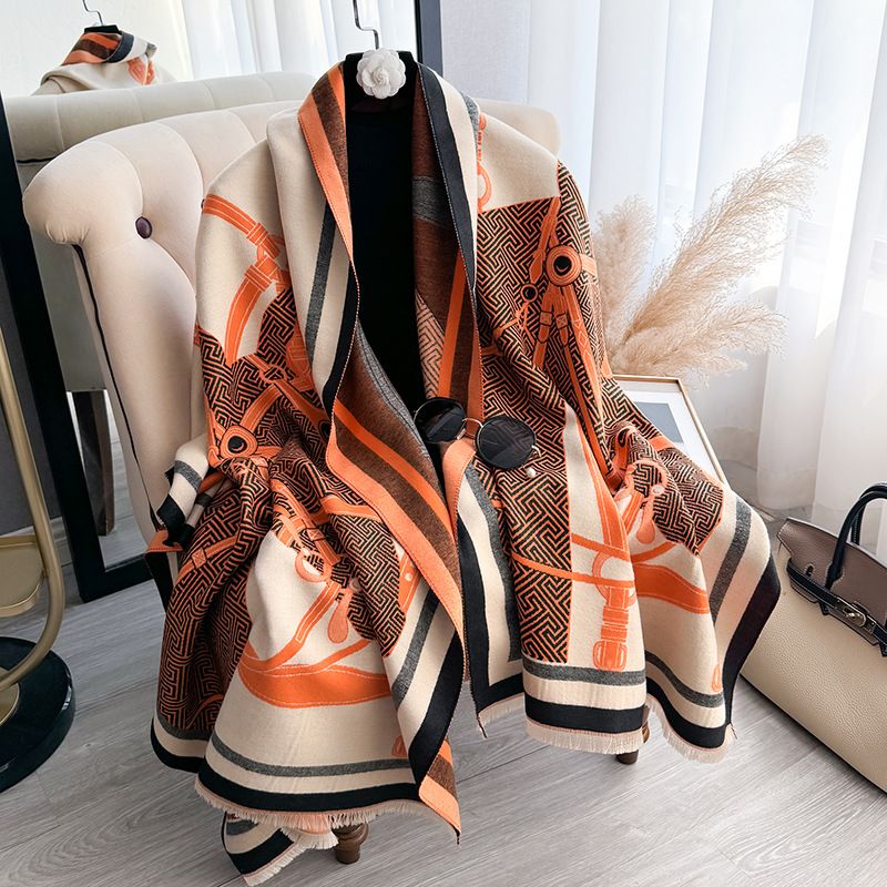 2024 new horse versatile temperat, autumn and winter thick scarf long style, outer shawl, tassel jacquard cape for_voghion.com