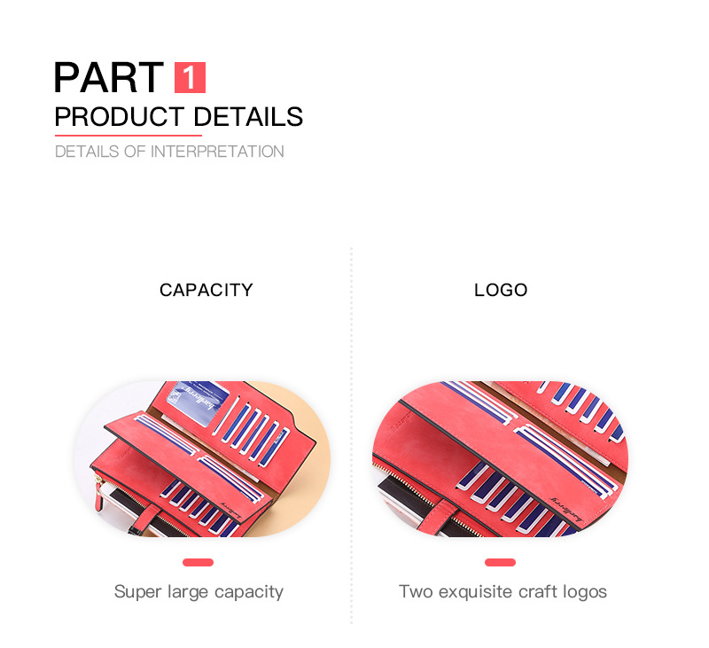 Baellerry Women's Long Wallet New Arrival Multi-card Matte Leather Clutch Multi-functional Mobile Phone Bag_voghion.com