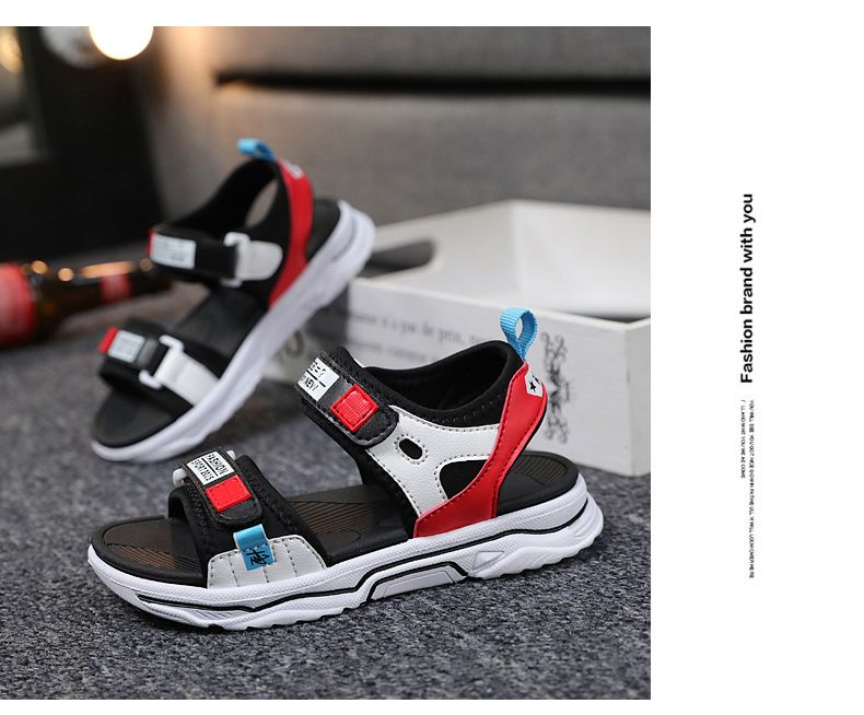 Kids Shoes Boys sandals 2024 summer new beach shoes soft bottom non slip open toe middle and large children boys deodorant student shoes_voghion.com