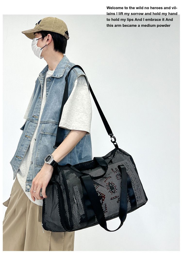 Tie Dyed Mesh Travel Bag Beach Vacation Large Capacity Mesh Bag Travel Bag Mesh Backpack_voghion.com