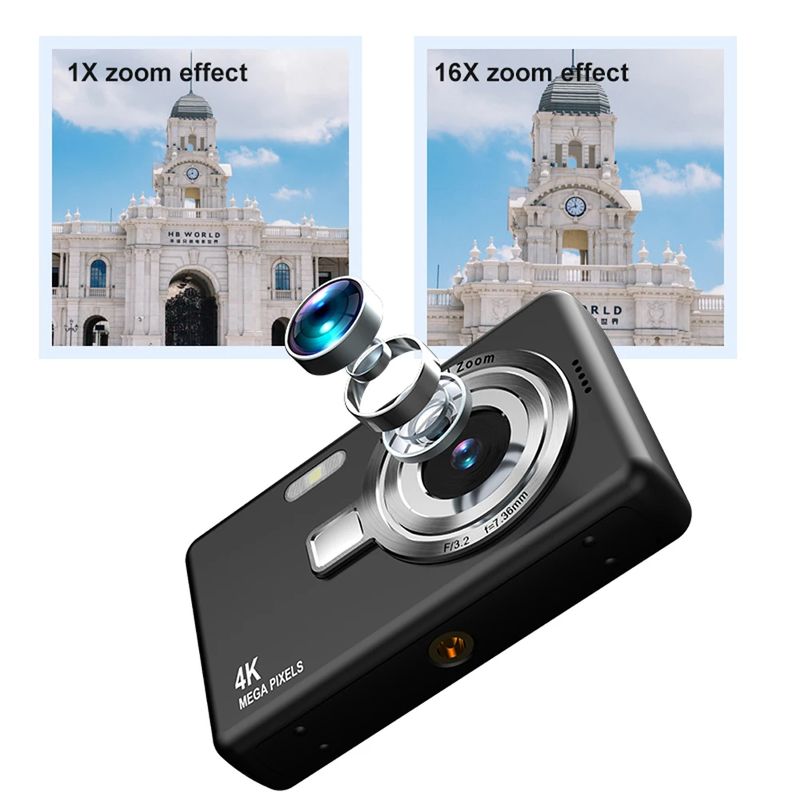 Câmera digital antivibração Q13 4K de alta definição 1080 com foco automático, tela IPS de 2,4 polegadas e zoom de 16x para fotografia CCD_voghion.com