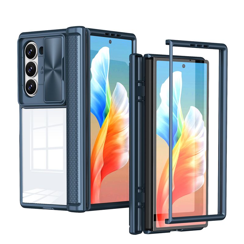 Caurspīdīgs telefona maciņš ar eņģu aizsardzību Samsung Z Fold 6 5 Fold6 Fold5 5G triecienizturīgs caurspīdīgs akrila aizsargs_voghion.com
