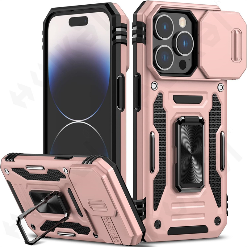 Hülle für iPhone 15 14 13 12 11 Pro XS Max Plus XR 8 7 Plus SE 2022 2020 Ringständer Rüstung Anti-Fall Slide Kamera_voghion.com