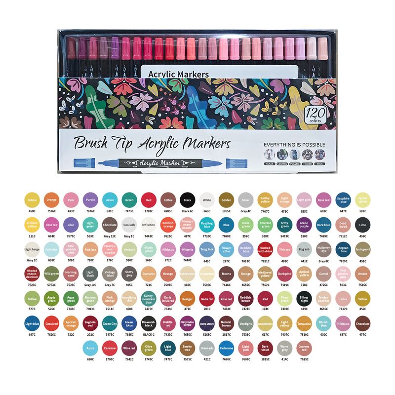 Aquarellpinselmarker mit Doppelspitze für Kinder – 24 Farben mischbares Acrylfarbenmarker-Set, weicher Pinsel und feine Spitze zum Zeichnen_voghion.com