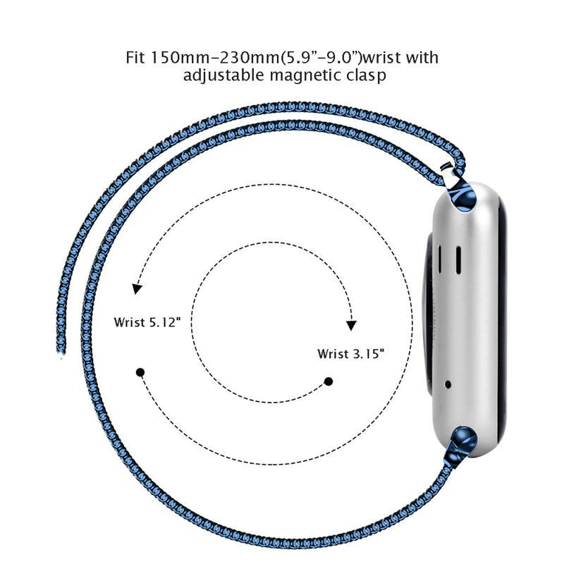 Magnéitesch Loop Band Fir Apple Watch Band Ultra 42/44/45/49mm 38/40/41mm Edelstol Correa Bracelet iWatch 8/7/SE/6/5/4/3/2_voghion.com