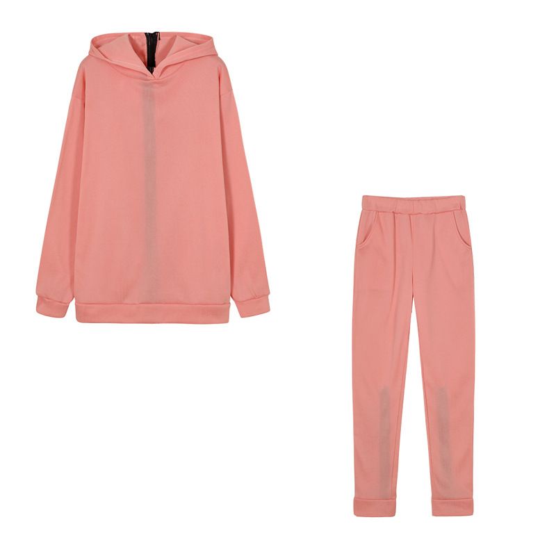 Felpa con cappuccio lunga e ampia con stampa alla moda da donna + tuta_voghion.com