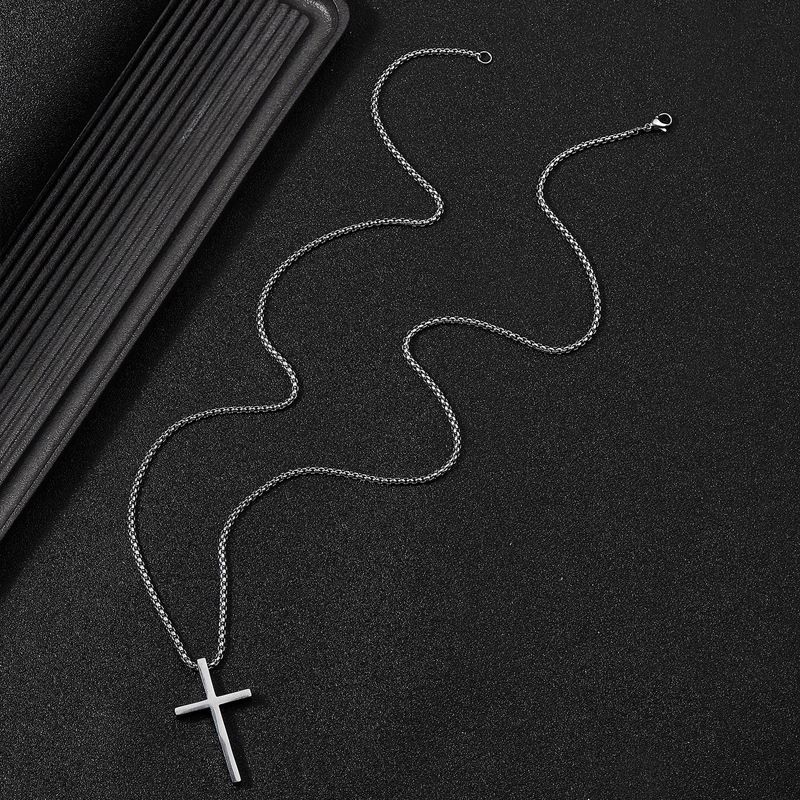 Rebel Cross – Herrenhalskette aus Titanstahl mit Hip-Hop-Kreuzanhänger (modischer Schmuck, Unisex-Stil, heißer Verkauf)_voghion.com