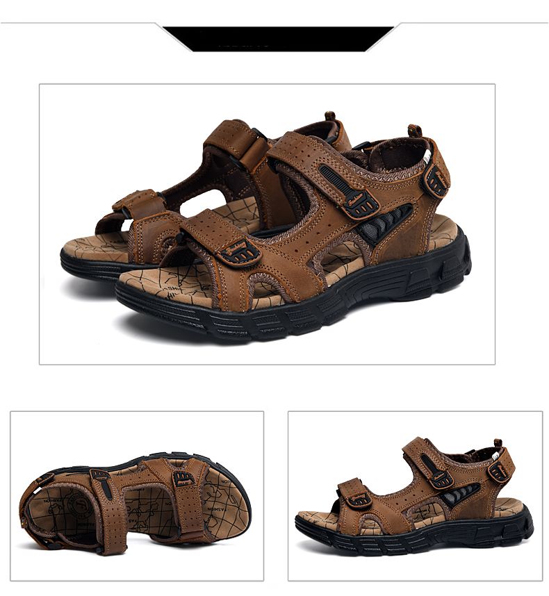 Echt Lieder Männer Sandalen Summer Fräizäit Männer Schong Héichqualitativ mëll Casual Sandalen fir Männer Strand Wanderschong Gréisst 46_voghion.com