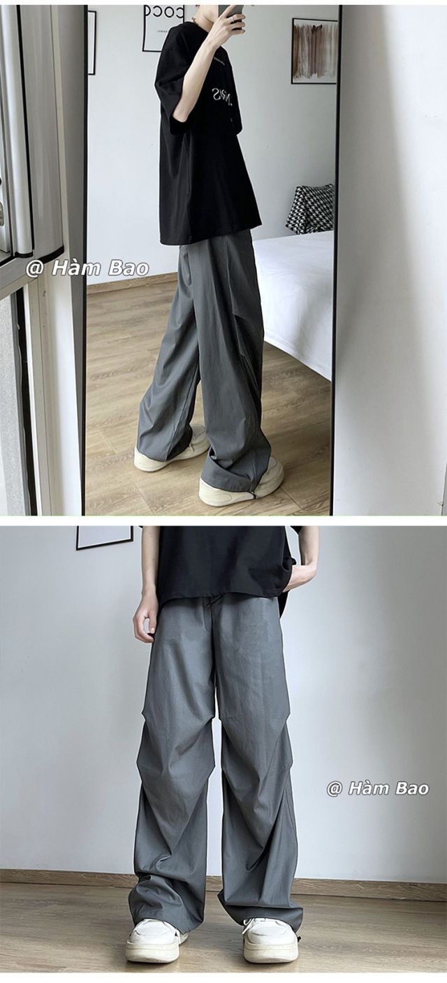 Funktionelle Arbeitskleidung Casual Herren Sommer Lose Weite Gerade Bein Boden Trendy High Street Hose_voghion.com