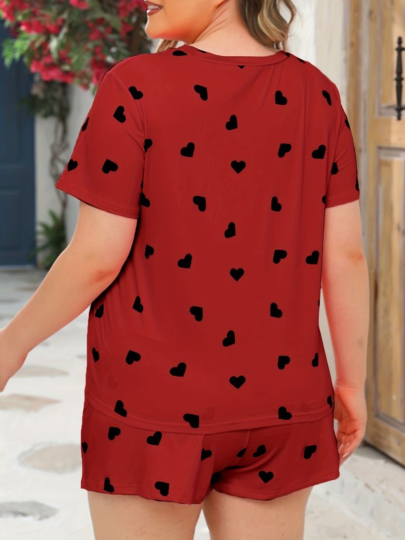 Summer large size short-sleeved shorts women's plus size pajamas set _voghion.com