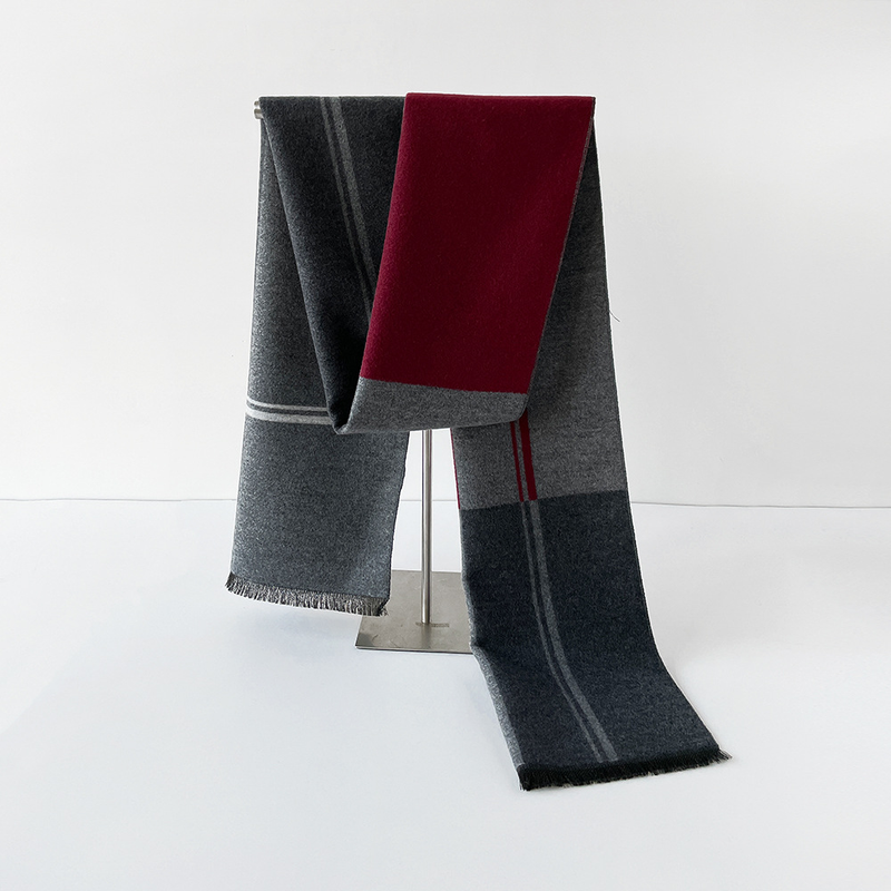 Sciarpa calda da uomo in lana spessa autunno inverno, semplice e alla moda scialle in cashmere in stile britannico_voghion.com