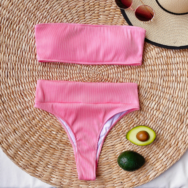 bikinis populaires pour maillots de bain simples étrangers, maillots de bain, maillots de bain de couleur unie, maillots de bain fendus_voghion.com