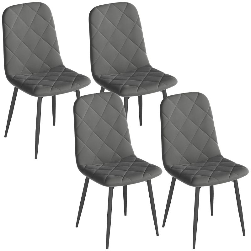 4er Set Küchenstühle Mit Samtoptik, Metallbeine, Grau_voghion.com