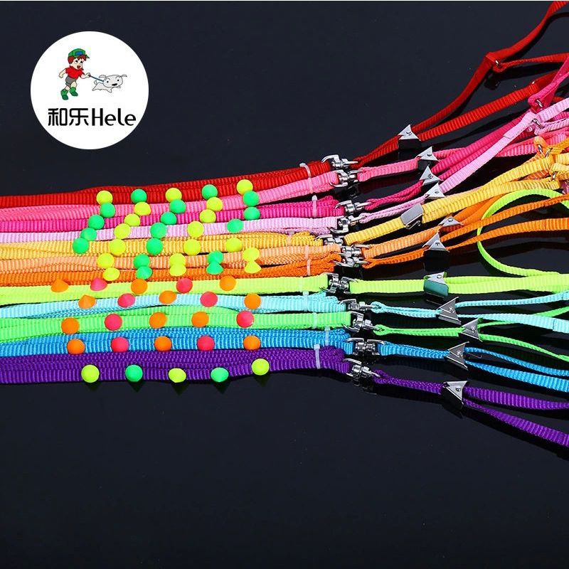 Laisse en nylon de couleur unie pour petits chiots, harnais de poitrine Hele Pet Supplies_voghion.com
