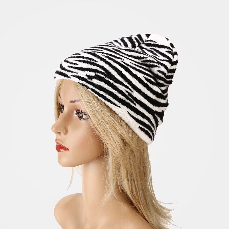 Nauja megzta kepurė-mėgėlė, karvės rašto, vaikiška, rudens ir žiemos laisvalaikio lauko šilta vilnonė kepurė, šalta kepurė_voghion.com