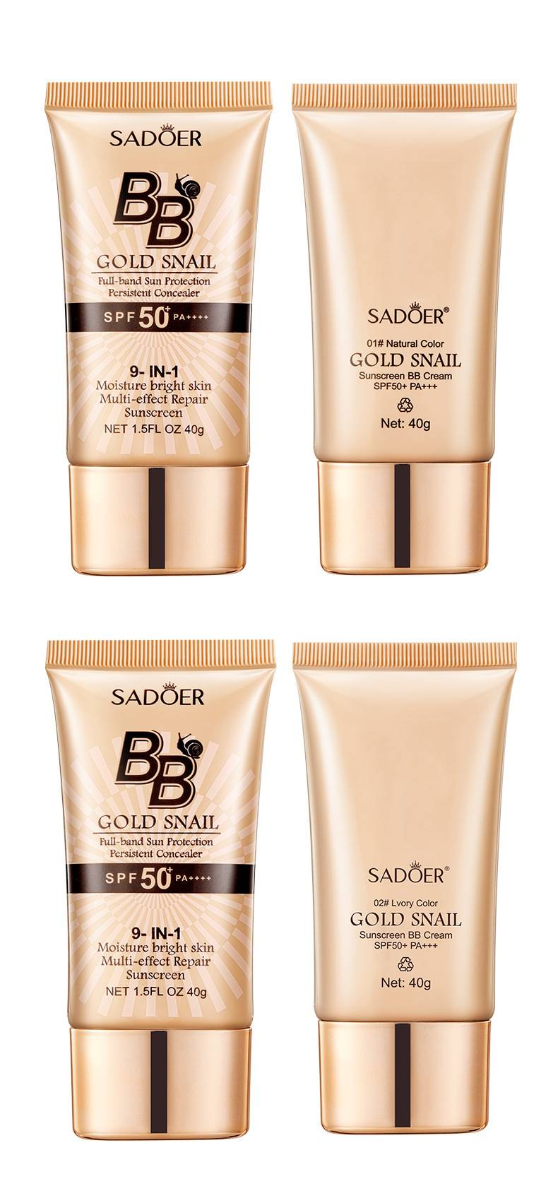 9-in-1 Gold Snail Sonnenschutzcreme-Concealer, LSF 50+, BB-Creme, feuchtigkeitsspendende, strahlende Haut, Sonnenschutz mit vollem Spektrum_voghion.com