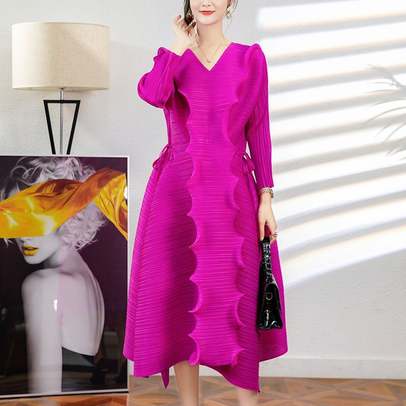 Women's Clothing fashion V neck loose waist elegant temperament A line skirt women's skirt_voghion.com