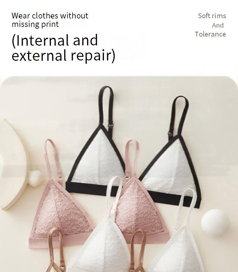 Women's Intimates Lace Triangle Cup Underwear Women Small Chest Thin Cup Gathered Underwear No Steel Ring Bra_voghion.com