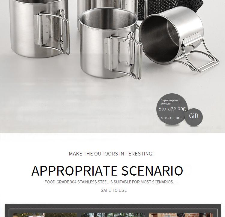 Set di 4 tazze da campeggio in acciaio inossidabile 304, pieghevoli, leggere e resistenti, perfette per escursioni, picnic e viaggi con zaino in spalla, con custodia protettiva inclusa._voghion.com