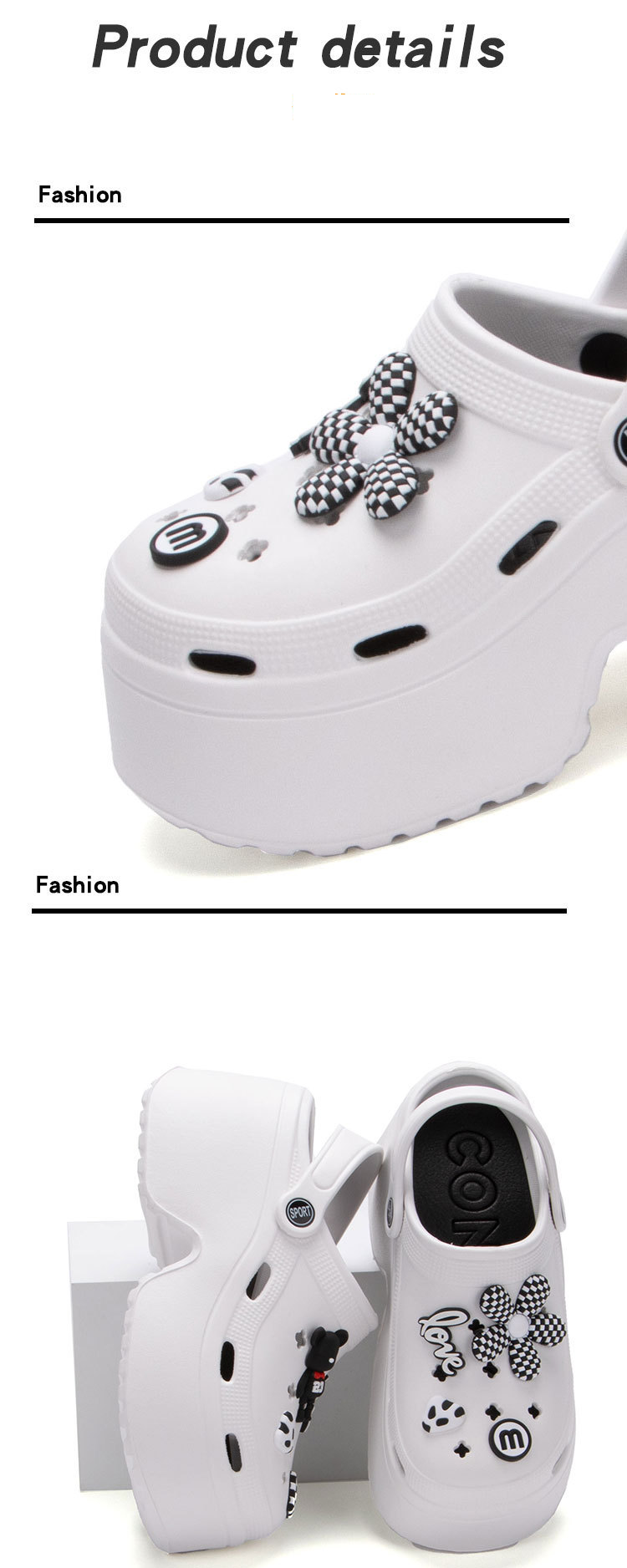 Women's Shoes Unisex Shoes Heightcrease 9CM Hole Shoes Outdoor Wear Cute Cartoon Diy Accessories Beach Garden Shoes Closed Toe Thick Bottom Slippers_voghion.com