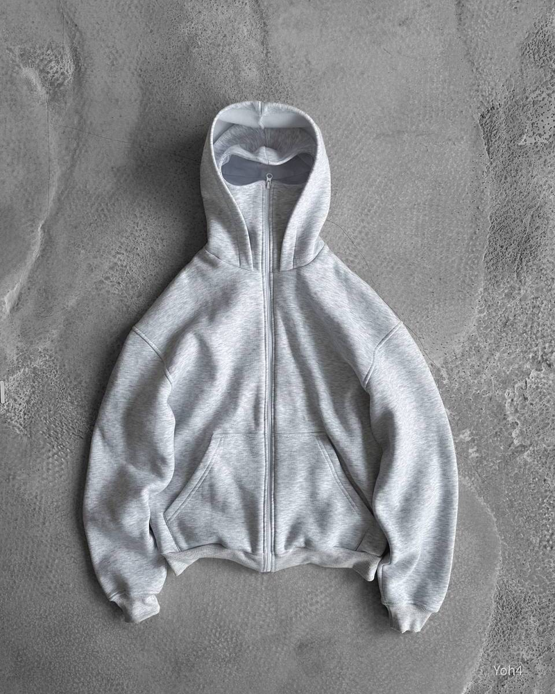 Men's Zip-Up Hoodie With Double-Layer Face Mask - Streetwear Pullover For Hip-Hop Fashion (Black/Grey/White, S-XXXL)_voghion.com