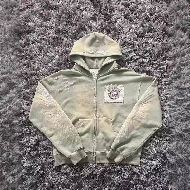 Sudadera corta con capucha estampada para hombre, sudadera con capucha y cremallera estampada para mujer, jersey corto informal, ropa de calle de moda_voghion.com