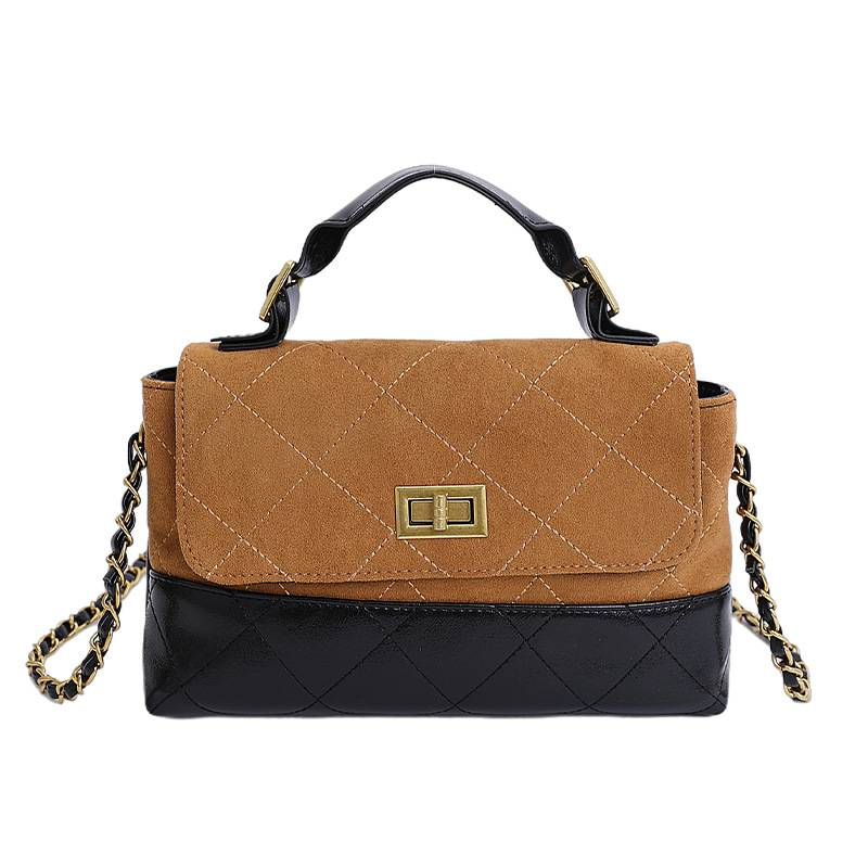 Small Square Bag Fashion Bags Color-blocking Vintage Frosted Popular Diamond Pattern Chain Single-shoulder Messenger Bag With Cross-body Strap._voghion.com
