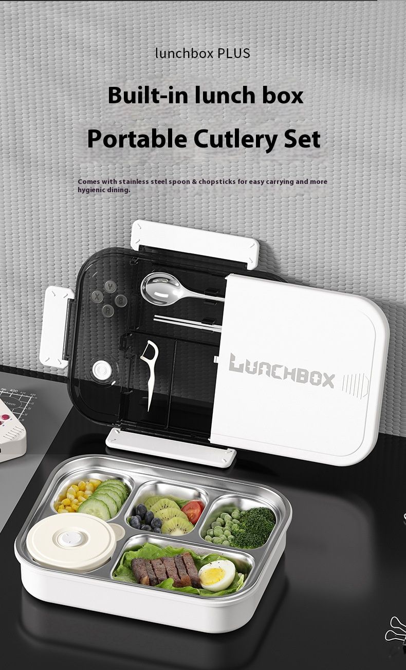 Lunch Box in acciaio inossidabile 316 - Bento Box adatto al microonde con 4/5 scomparti e set di posate, a prova di perdite e termico per ufficio/scuola_voghion.com