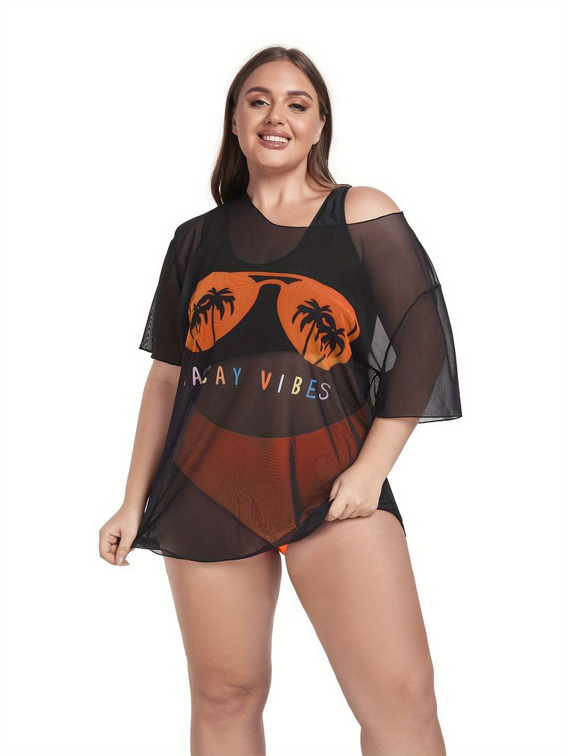 New Three-piece Swimsuit Women's Plus Size High-waisted Bikini Swimsuit Smock Set_voghion.com