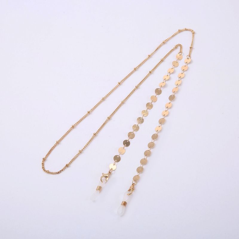 Gafas doradas que conservan el color, cuello de perla de colores, cadena de mascarilla antideslizante de cobre y metal._voghion.com