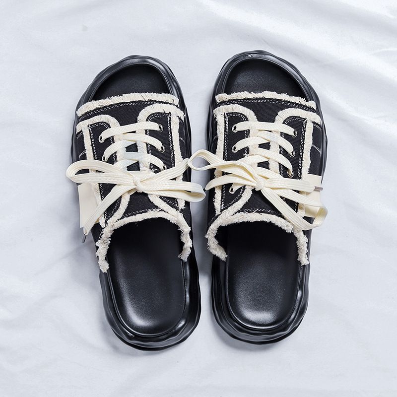 Kvast-hjemmesko til mænd, sommer- og udendørstøj, trendy mærke-klipklappere, alsidige højdeforøgende sandaler i skridsikre designs_voghion.com