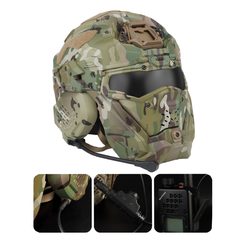Taktická útočná Airsoftová přilba II s maskou Náhlavní souprava Ventilátor proti zamlžování NV Stojan Vojenský lov Paintball Casque Airsoftové vybavení_voghion.com