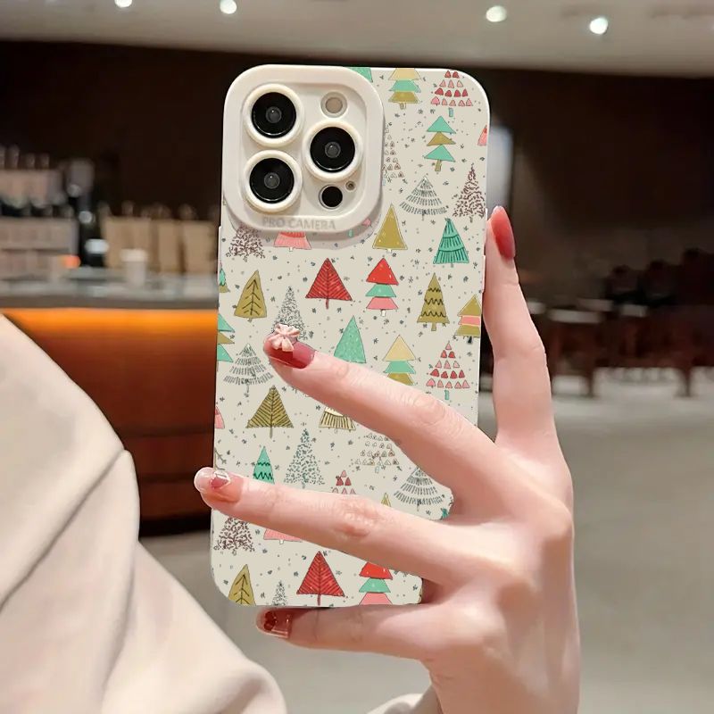 Festive Christmas Tree Graphic Phone Case For 16 15 14 13 12 11 Pro X XR XS SE2 8 7 Plus Pro Max Mini Silicone Back Cover_voghion.com
