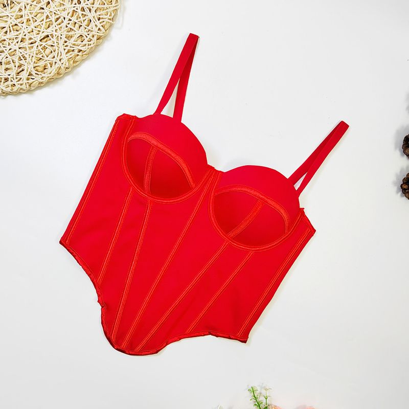 Europäeschen an amerikanesche Street Style onregelméissege Fëschgrat-BH Bannendran Uewerflächenträger weibleche Kierper verengt schéint Réck Tube Top_voghion.com