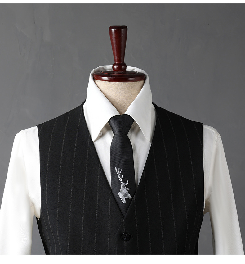 Slim Fit Zweireihiger Anzug für Herren – Blazer und Hose für den Bräutigam mit steigendem Revers, formelle Geschäfts- und Freizeitkleidung (Schwarz/Marineblau)_voghion.com